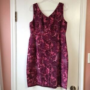 GARNET HILL Silk Purple Print Dress Size 14